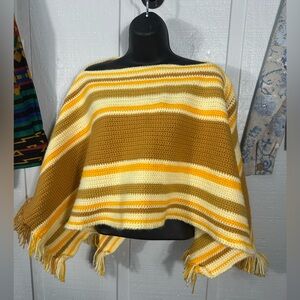 Vintage 1970s Handmade Sweater Cape No Size EUC